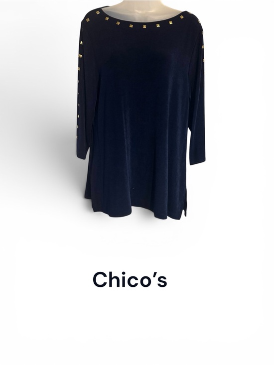 Chico's Tops - Chico's Navy Tunic w/Gold Stud Trim *TRAVELERS COLLECTION* LARGE/XLARGE   #3